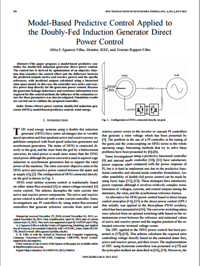 Model-Based Predictive Control Applied to the Doubly-Fed Induction Generator Direct Power Control (1.99mb)