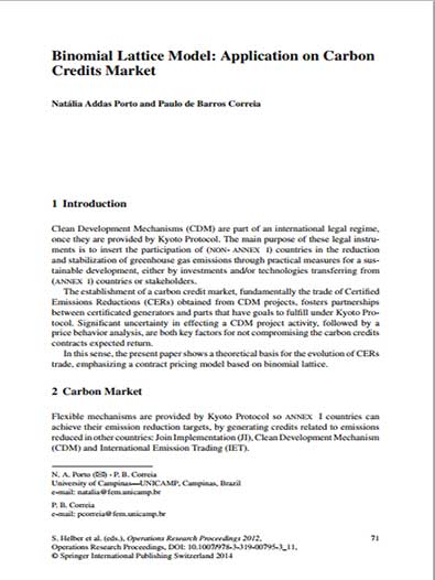 Binomial lattice model: application on carbon credits market (12kb)