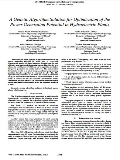 A Genetic Algorithm Solution for Optimization of the Power Generation Potential in Hydroelectric Plants (1.38mb)