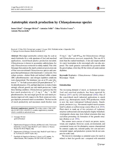 Autotrophic starch production by Chlamydomonas species (578kb)