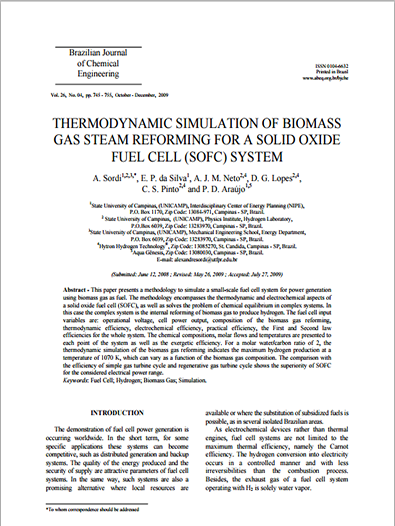 THERMODYNAMIC SIMULATION OF BIOMASS GAS STEAM REFORMING FOR A SOLID OXIDE FUEL CELL (SOFC) SYSTEM (440kb)
